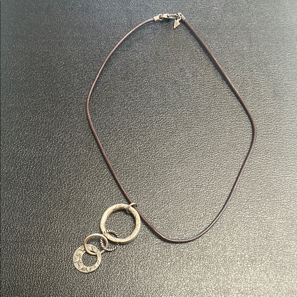 Silpada Silver Pendant Necklace with Brown Cord